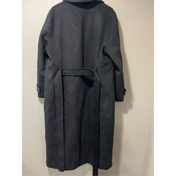 Reiss Women's Black Rich Belted Wool Blend Trench Coat Size 14 NWT - Picture 9 of 12